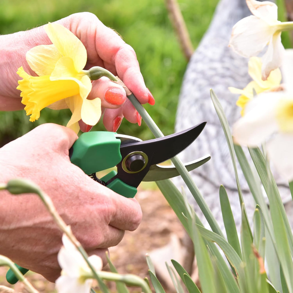 Pri Gardens 8 Inch Garden Pruner with a SK5 Carbon Steel, Non-stick, Rust Resistant Blade. Adjustable for Small and Large Hands