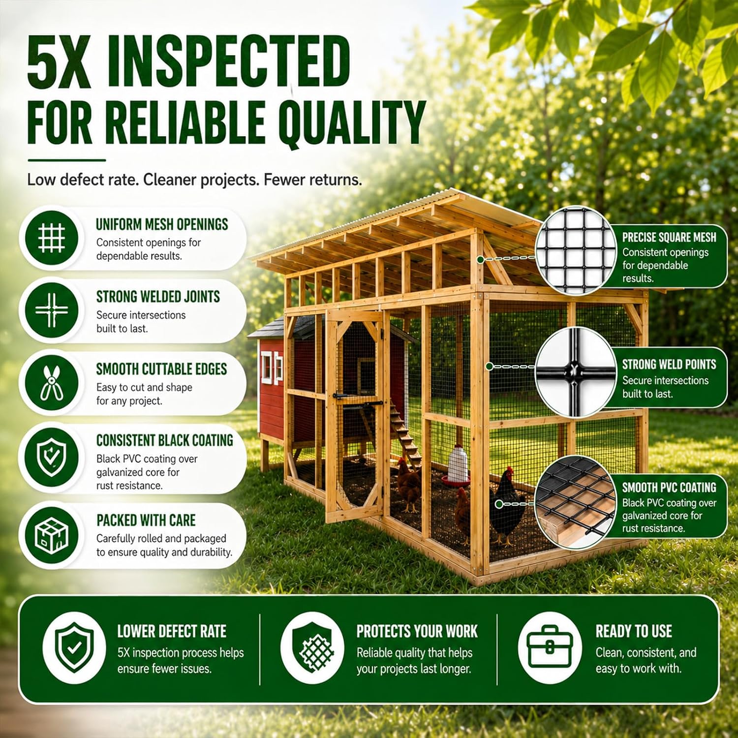 Hardware Cloth 1/2 inch Chicken Wire Fencing 48 x 100 Ft 19-Gauge | Black Vinyl Coated Wire Mesh Roll, Garden Fencing, Welded Wire Fence Roll, Wire Mesh Fencing, Rabbit Wire and Rodeng Wire