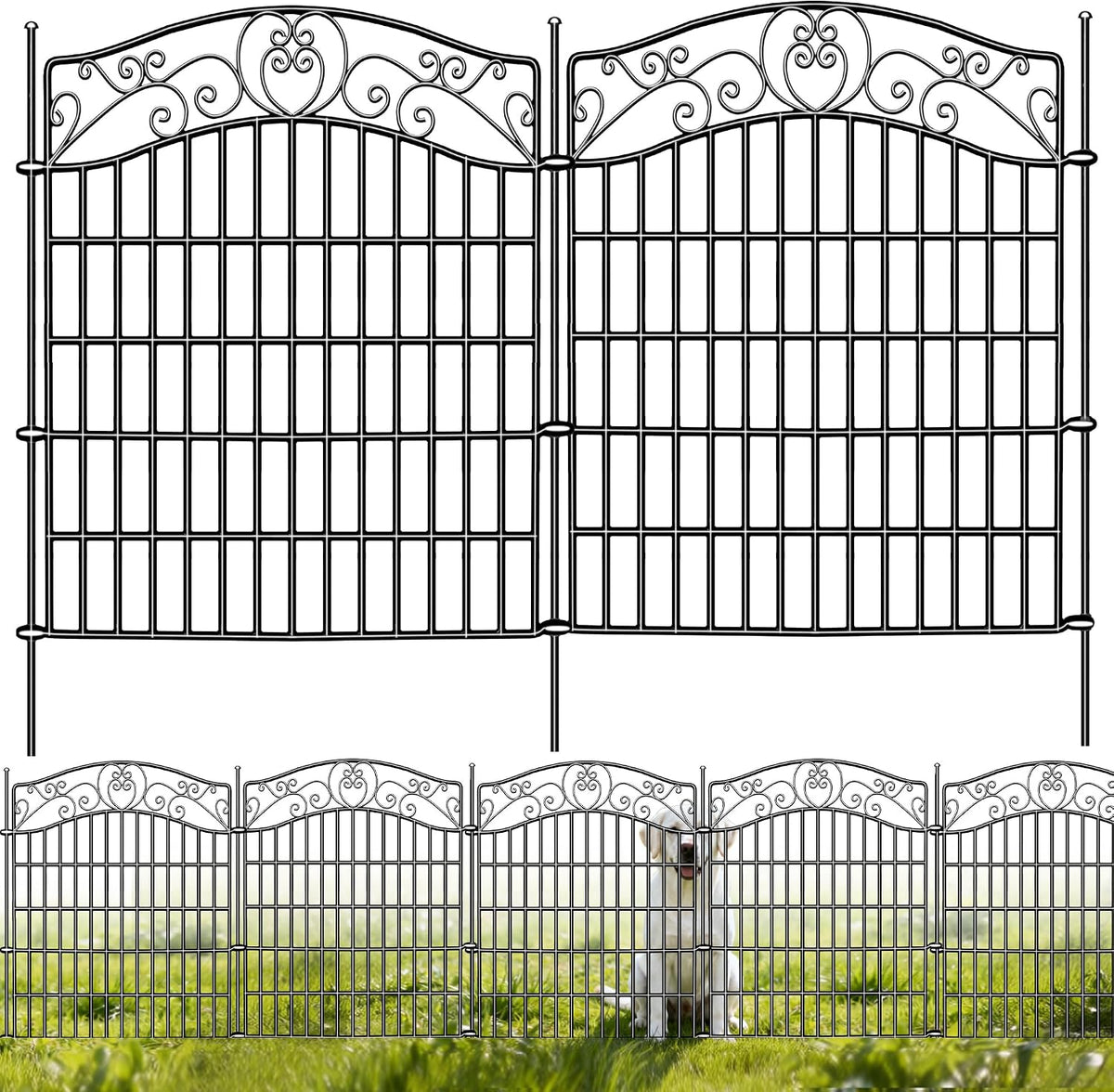 5 panels no dig decorative outdoor garden fence, main product view
