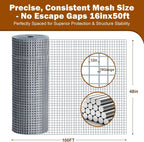 Hardware Cloth 1/2in 48in x100ft Hot Dip Galvanized Rust Resistant Welded Wire Mesh,Chicken Wire Fence Garden Plants Fencing,Chicken Coop Rabbit Poultry Critters Metal Cage Roll