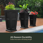 Mayne Fairfield 28-Inch Tall Planter – Self-Watering, Weather-Resistant Planter for Flowers – Durable Outdoor Design for Patio, Porch, or Entryway