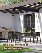 Outdoor Dining Set for 6, Aluminum Patio HDPS Outdooor Table and Chairs Set with Umbrella Hole, All Weather Patio Furniture Set, 7 Peice Patio Dining Table Set (Charcoal)