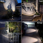 DenicMic Solar Spot Lights Outdoor Waterproof White Lens LED 4 Pack | Adjustable Angle Long Range Solar Lights Outdoor for Yard Garden Patio Wall Tree Landscape Spotlights, Acrylic Lighted Pole