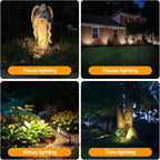 LUTEC Solid Brass Low Voltage Landscape Lighting, 12V Heavy Duty Waterproof Landscape Spotlights Bronze, Wired Uplights Outdoor Fixtureswith ABS Spike, Garden Yard Pathway Tree Without Bulb, 4 Pack