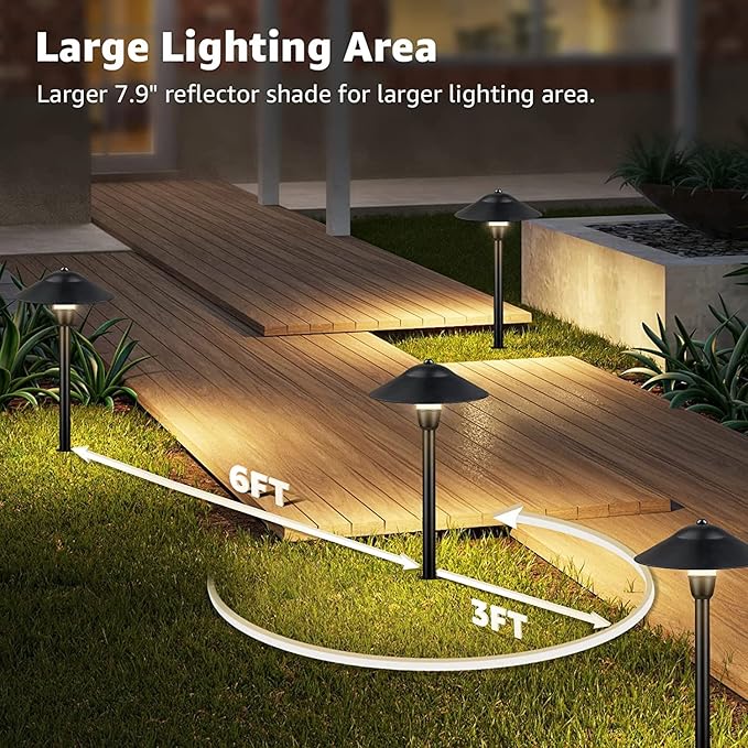 SUNVIE LED Pathway Lights Low Voltage 12-24V 3W Landscape Lighting, 3000K Low Voltage Landscape Lights, IP65 Waterproof Aluminum Path and Area Light for Outdoor Yard Garden Walkway, 2 Pack