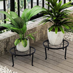 yosager 3 Pack Metal Plant Stands for Flower Pot, Heavy Duty Black Iron Potted Stand Holder, Indoor Outdoor Rustproof Metal Planter Container Round Supports Display Rack for Home & Garden Decor