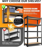 AOAORRG Set of 3 Garage Shelving Heavy Duty Storage Shelves, Metal Adjustable Shelving Unit, Utility Garage Organizer Shelf for Basement, Pantry, Kitchen, Warehouse, 31.5"W x 13.8"D x 71.2"H, Black