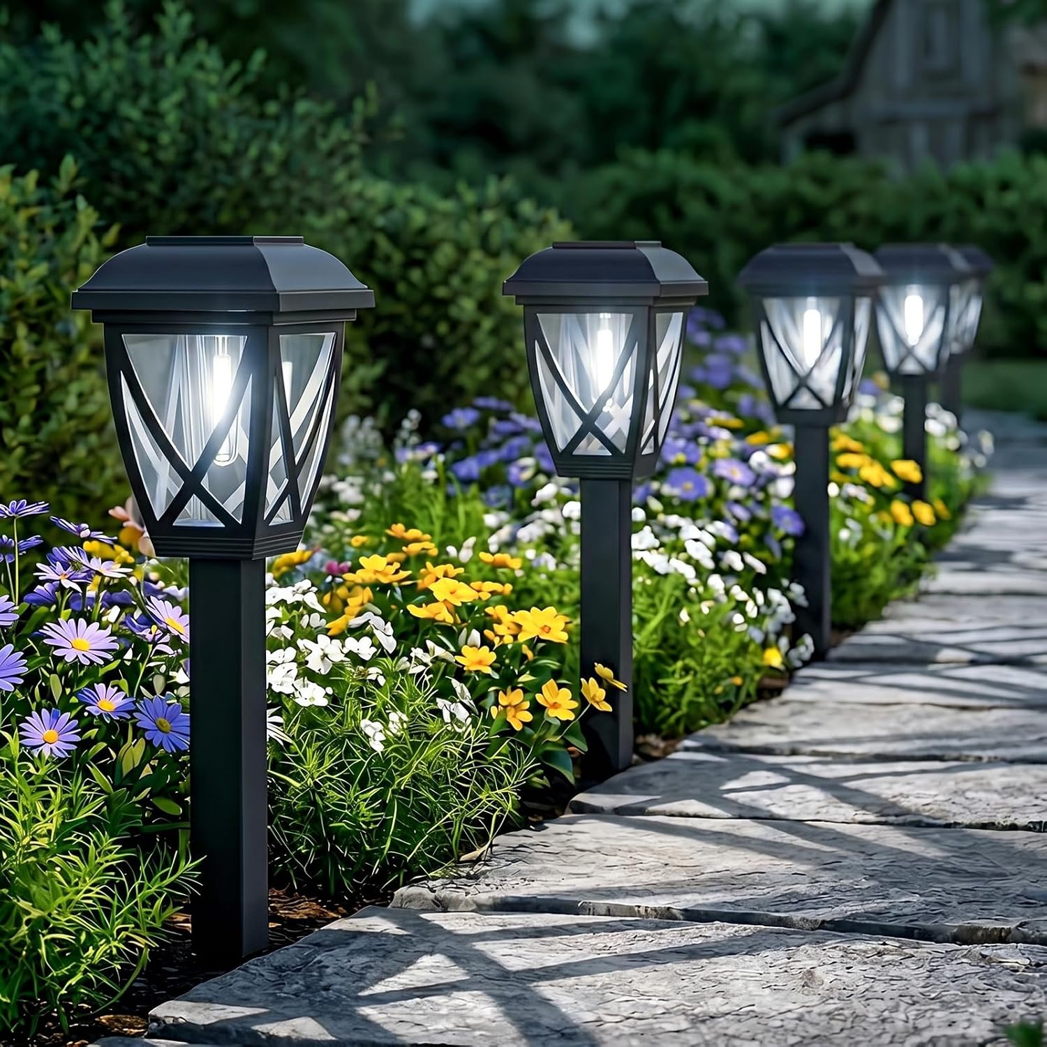 Solar Pathway Lights Outdoor 10 Pack, Cool White 6000K Solar Lights | Auto On/Off Waterproof Energy Saving Outside Landscape Lights for Walkway, Yard, Garden & Driveway