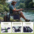 ALPHA CAMP Heavy Duty Camping Chair 500LBS Capacity, Oversized Folding Chair for Heavy People, Padded Portable Outdoor Chair with Cooler Bag & Cup Holder for Camping, Fishing, Beach