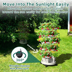 Strawberry Vertical Planters, 7 Tiered Stacking Tower Garden with Support Pole, Stackable Herb Vegetable Planters Indoor and Outdoor - Black