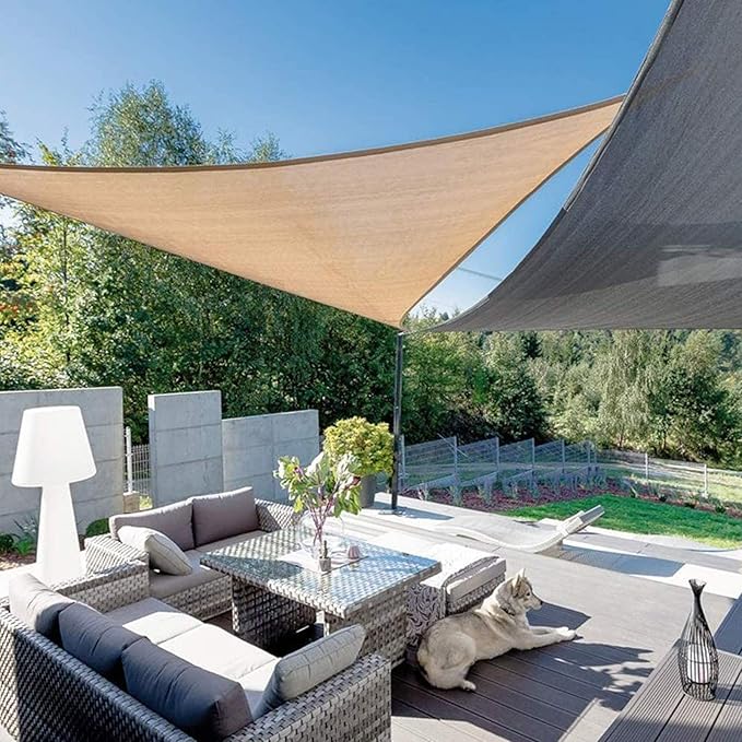 SUNLAX Sun Shade Sail 10' x 10' x 10' Sand Triangle Canopy Sail Shade Cover UV Block Permeable Sunshade Outdoor for Patio Backyard (We Make Custom Size)