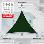 Amgo Custom Size 8' x 8' x 8' Green Triangle Sun Shade Sail Order to Make Canopy Awning UPF50+ AGSLT, 95% UV Blockage, Water & Air Permeable, 200GSM Commercial Standard (We Customize)
