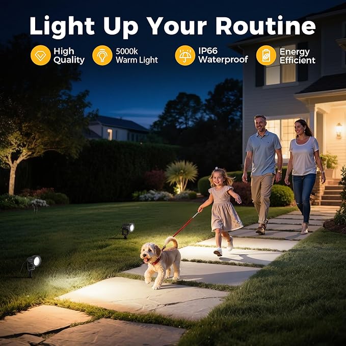 L LOHAS LED 5W Dusk to Dawn Outdoor Lighting, Auto On/Off 6000K Landscape Outdoor Spotlight, IP66 Waterproof Plug in Spot Lights for Yard, Garden, House, Pathway, Plant, UL Listed (4 Pack)