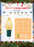 Brightown C7 LED Warm White Christmas Lights Outdoor, 17FT Christmas String Lights with 25 Plastic Bulbs, Traditional Hanging Holiday Lights for Christmas Tree Patio Fence Roofline Xmas