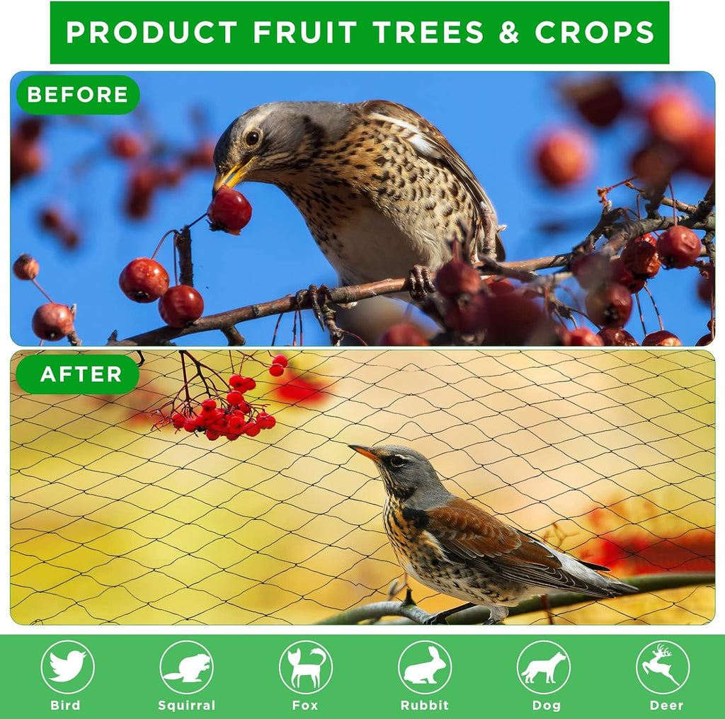 windyun 1 pcs bird netting 50' x 50', side view
