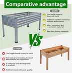 Galvanized Raised Garden Bed with Legs,48×24×30in Elevated Planter Box for Backyard,Outdoor Garden, Patio, Balcony, 350lb Capacity,Silver