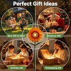 LEDs Solar Sunflowers Stake Lights for Garden Metal Warm White, Memorial Gift - Perfect as Remembrance & Sympathy Gifts (Flower)