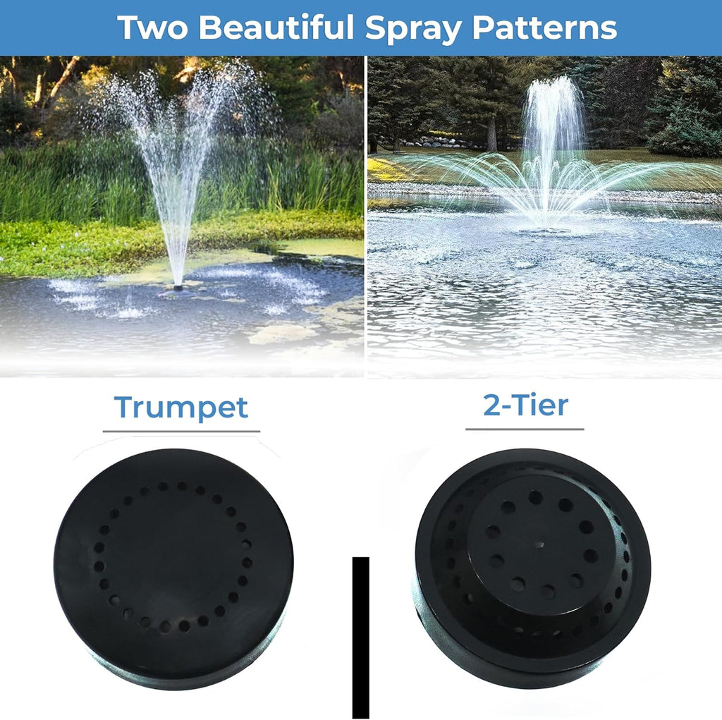 FT 14000 Floating Pond Fountain and Aerator Complete Kit with 14,000 GPH Pump, 100 Foot Power Cord, 3 Spray Styles | 100% US-Based Customer Service and Warranty