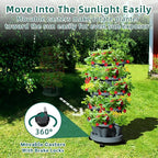 7 Tiered Strawberry Vertical Planter Tower Garden 3 Pack, Stackable Planter Herb Garden Planter with Movable Casters and Bottom Saucer Indoor and Outdoor - Dark Grey