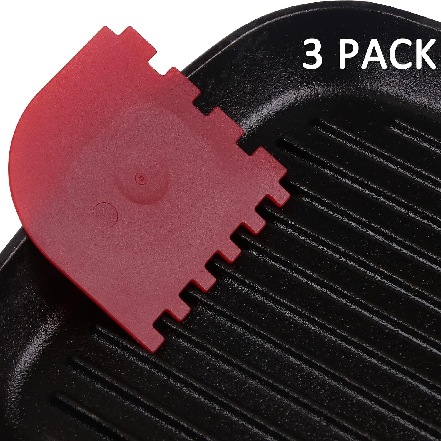 3 Set Plastic Grill Pan Scraper Tool for Griddle Cleaner and Cast Iron Accessories - Kitchen Cleaning Tool Kit