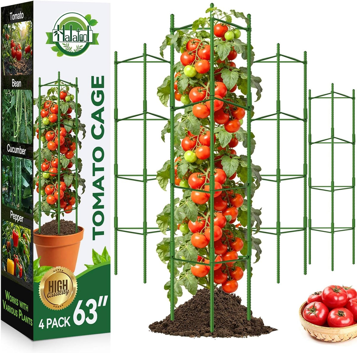 halatool 4 pack tomato cages for garden, up, main product view