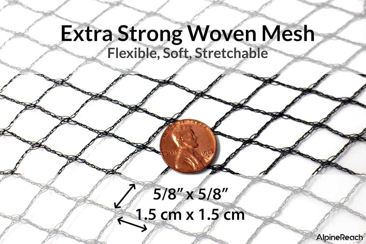 alpinereach garden netting 15 x 30 ft, black, close-up detail