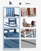 KINGYES Oversized Outdoor Rocking Chair Set of 4, All-Weather Patio Rocking Chairs for Porch, HDPE Outdoor Patio Rockers with High Back & Wide Seat for Garden, Lawn, Blue
