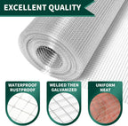 Hardware Cloth 1/2In 16inx50ft 19 GA Chicken Wire Fencing Roll | Double-Layer Hot-dip galvanized, welded wire mesh. For poultry netting, garden fencing, tree guards, animal enclosures.
