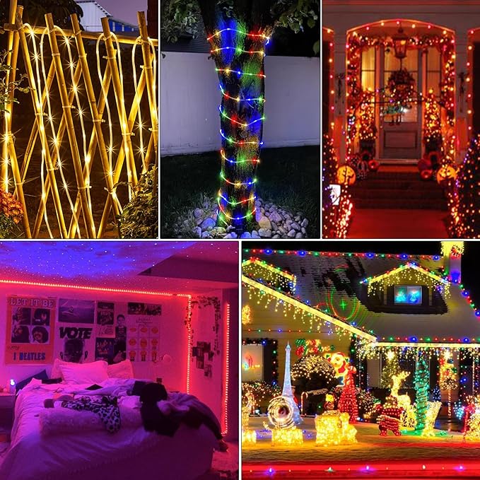 66Ft LED Rope Lights Outdoor, 18 Colors Changing String Lights Plug in with Remotes, Waterproof 200 LEDs Multicolor Fairy Light, RGB Christmas Rope Lighting for Bedroom Garden Halloween Decor