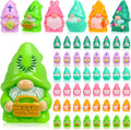 60 Pcs Easter Mini Gnomes Figures Tiny Fairy Resin Gnomes Figurines to Hide Easter Carrot Bunny Ear Basket Eggshell Eggs Element Miniature Gnomes Statues for Party Favors Tiered Tray Garden Decor