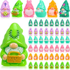 60 Pcs Easter Mini Gnomes Figures Tiny Fairy Resin Gnomes Figurines to Hide Easter Carrot Bunny Ear Basket Eggshell Eggs Element Miniature Gnomes Statues for Party Favors Tiered Tray Garden Decor