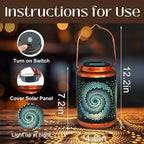 4 Pack Solar Lanterns Outdoor Hanging Metal Waterproof LED Lantern with Solar Powered Garden Patio Decorations Decor Lantern with Handle Christmas Gift Idea
