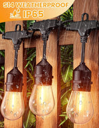 Svater Outdoor String Lights 200 FT, E26 Socket, 64pc S14 Shatterpoof Bulbs, 1 Watt Dimmable 2700K Warm White, IP65 Waterproof Commercial Grade Patio Light (4 Pack X 50FT)