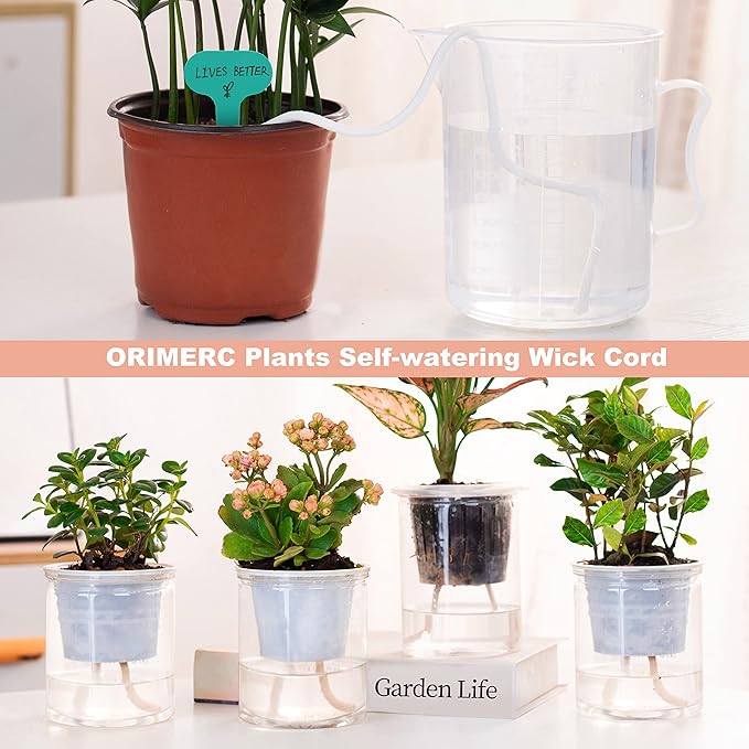 ORIMERC 12 Pack 3 inch Net Cups Pots with 12 feet Hydroponics Self Watering Wick & 12 Plant Labels Aquaponics Mason Jar Bucket Insert Orchid kratky Vegetable Garden Growing Netted Basket Slotted Mesh