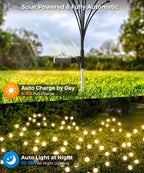 6 Pack Solar Garden Lights 48 LED, Solar Lights Outdoor Waterproof IP65, Decorative Garden Lights Solar Powered for Yard Patio Pathway Decor, Outside Fairy Firefly Lights Garden Gifts