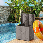 38 Gallon Outdoor Deck Box, Lockable Waterproof Outdoor Storage Boxes For Garden Tools,Indoor Cushions,Accessories Outside Storage Resin Weatherproof Container(Grey)