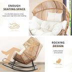 Vongrasig Wicker Egg Chair PE Rattan Rocking Chair with Cushion, Oversized Patio Lounge Rocker Chair for Outdoor, Indoor, Balcony, Backyard, Garden, Beige
