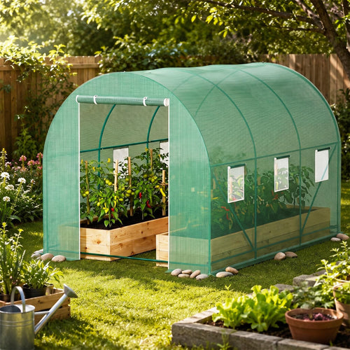 10'x7'x7' green house portable greenhouse large walk-in greenhouses shown in use