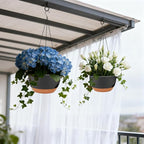 Set of 4-8 Inch Self Watering Hanging Planters for Indoor Outdoor，Hanging Plant Pots with Drainage & Removable Tray, Hanging Pots Holder for Ivy, Pothos, Ferns, Balcony & Patio, Black Brown