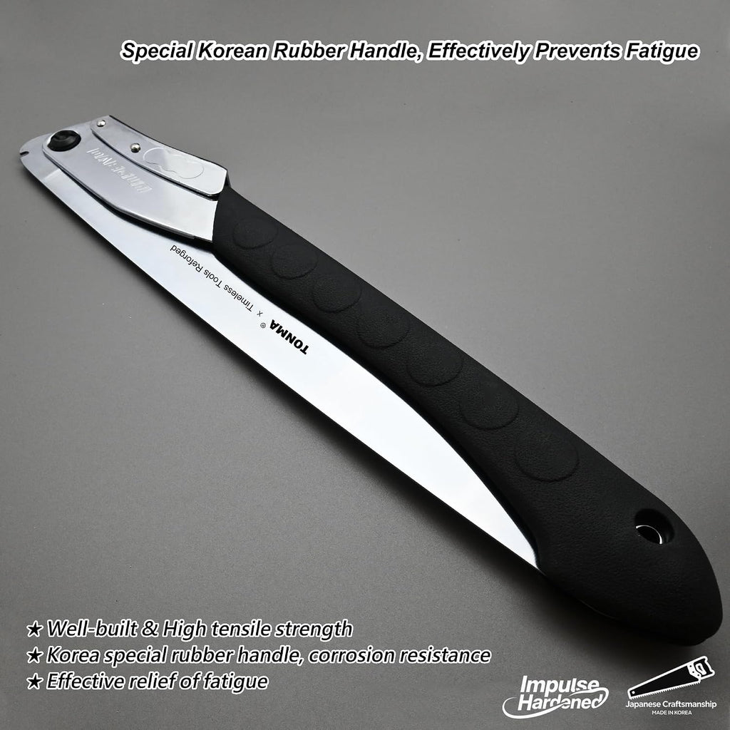 TONMA 14" Professional Folding Hand Saw Made in Korea, Large Teeth, TDE-637 | Japanese Plating Impulse Hardened Stainless Blade, Pruning Hand Saw for Wood Cutting, Outdoor Camping, Garden Woodworking