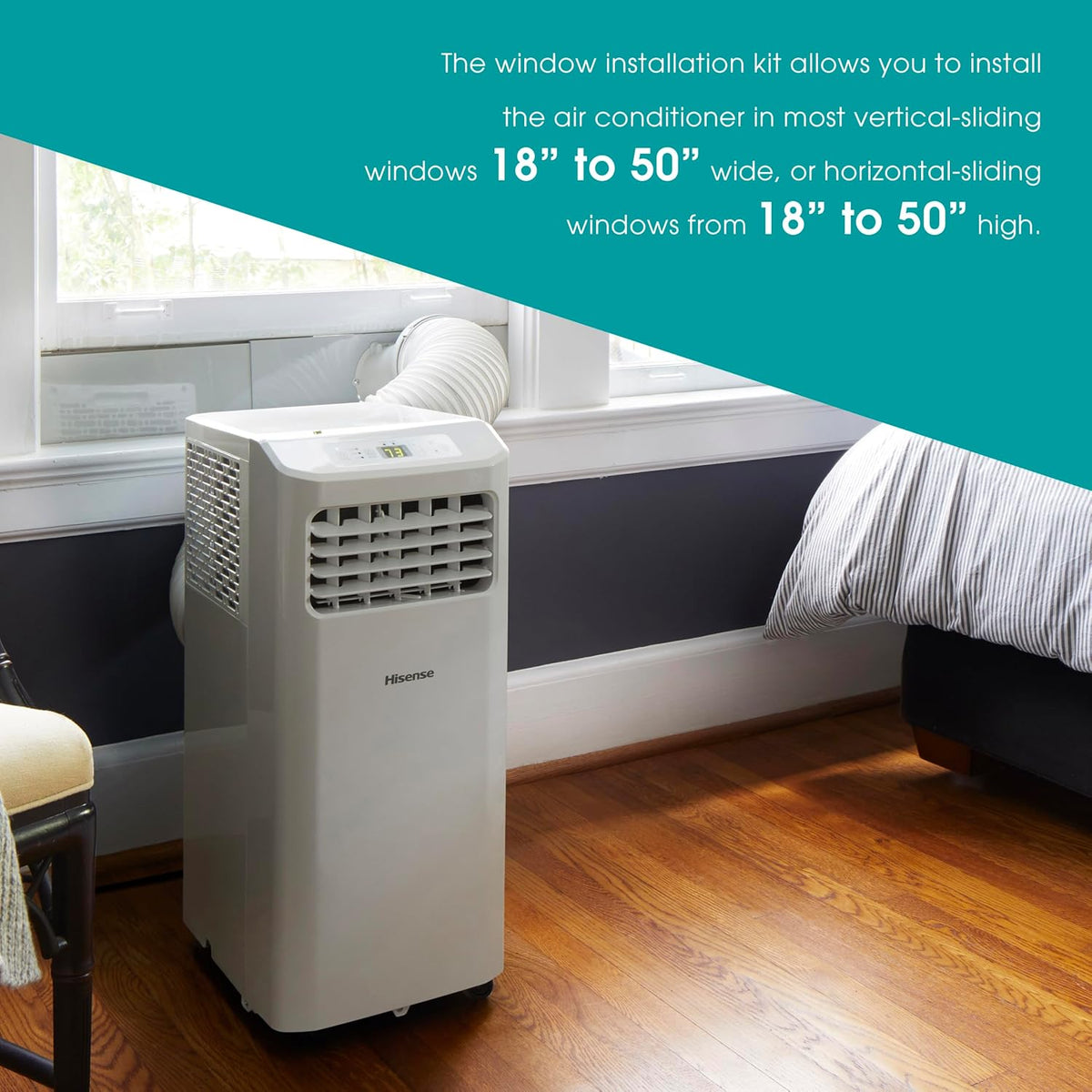 hisense portable air conditioner 6,000 btu cooling dehumidifier, side view