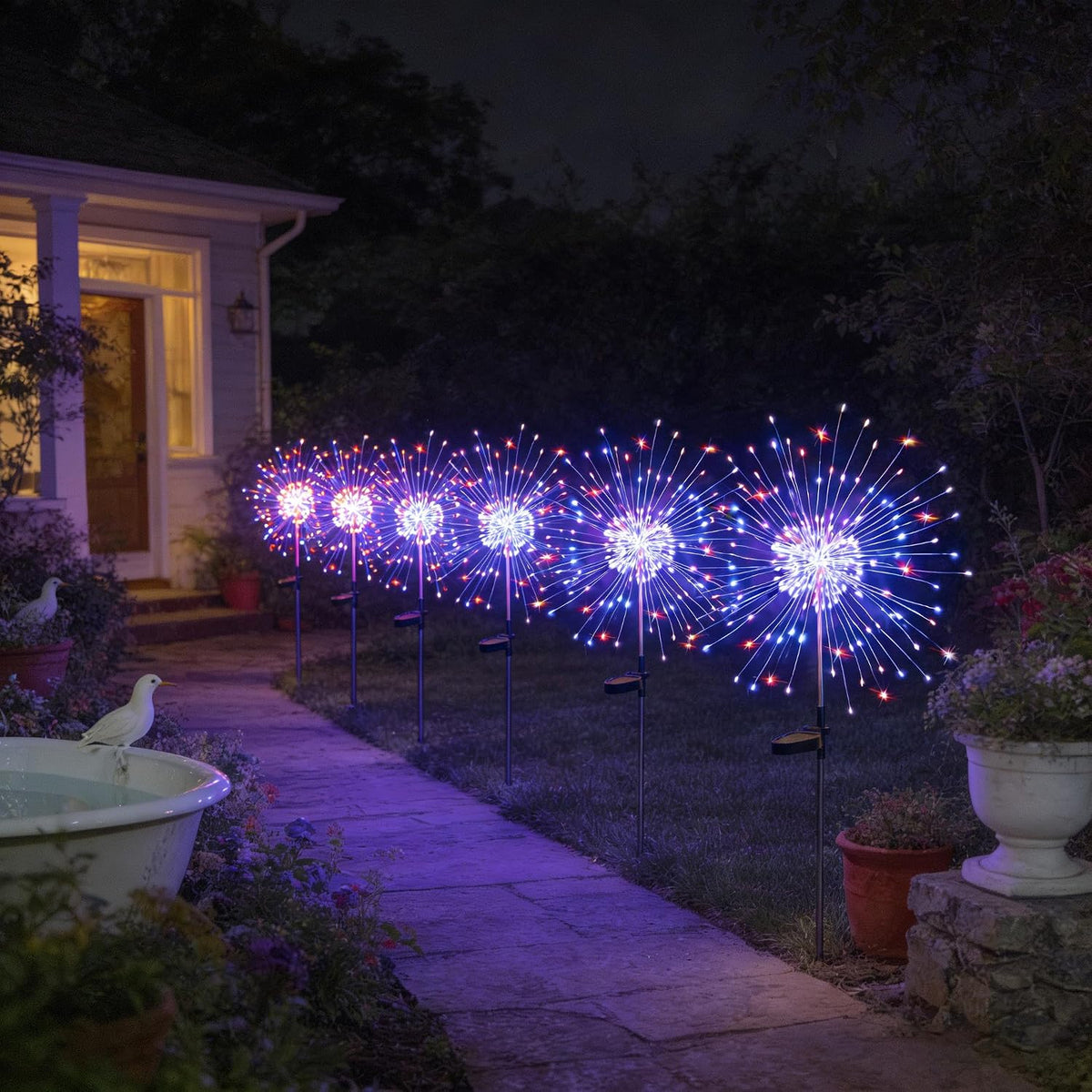 hpufkot solar garden lights outdoor,waterproof garden, 2pc 200 on a desk or shelf