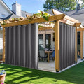NICETOWN 2 Panels Outdoor Curtains for Patio Waterproof, W100 x L95 Windproof Extra Wide Grommet & Back Tab on Top & Bottom Thermal Insulated Sun Blocking Drapes with Rope for Gazebo, Grey