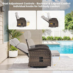 Belord 7 Piece Patio Furniture Set with 4 Swivel Recliner Chairs and 3 Side Tables, Dual-Adjust Wicker Chaise Lounge Chairs for Outdoor Patio Conversation, All-Weather Brown Rattan