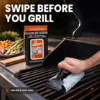 Proud Grill Q-Swiper Easy-Clean Grill Cleaner Set, Grate Cleaning Solution | Set -1 Bristle-Free Brush with Scraper & 25 Moist Cleaning Wipes, Grease & Grime Remover for Outdoor Grilling, Safe on Grills