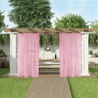 SpaceDresser Waterproof Outdoor Sheer Curtains for Patio - 4 Panels Rod Pocket Indoor Voile Sheer Curtain for Living Room,52W x 96L inch, Light Pink