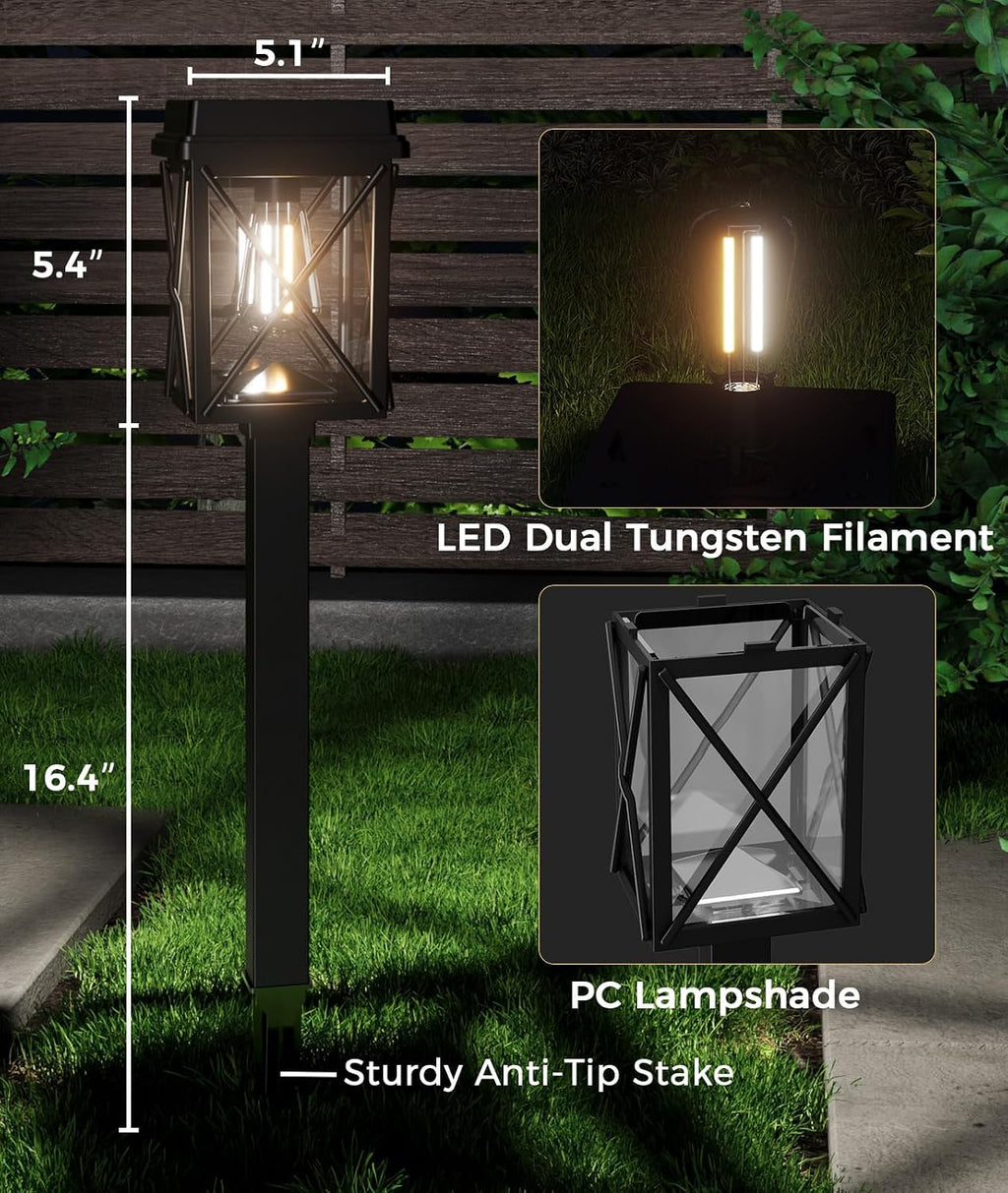 XMCOSY+ Solar Lights Outdoor, 12 Pack Bright Pathway Lights for Landscape | Adjustable Brightness, 3 Color Modes, Up to 15H Runtime, Solar Powered Outdoor Lights for Garden, Yard, Pathway, Landscape