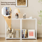Homleke Narrow Side Table with Magazine Holder, Skinny End Table Perfect for Small Spaces, Space-Saving Design for Living Room, Bedroom, or Office, 7.1" D x 16.9" W x 23.6" H, White