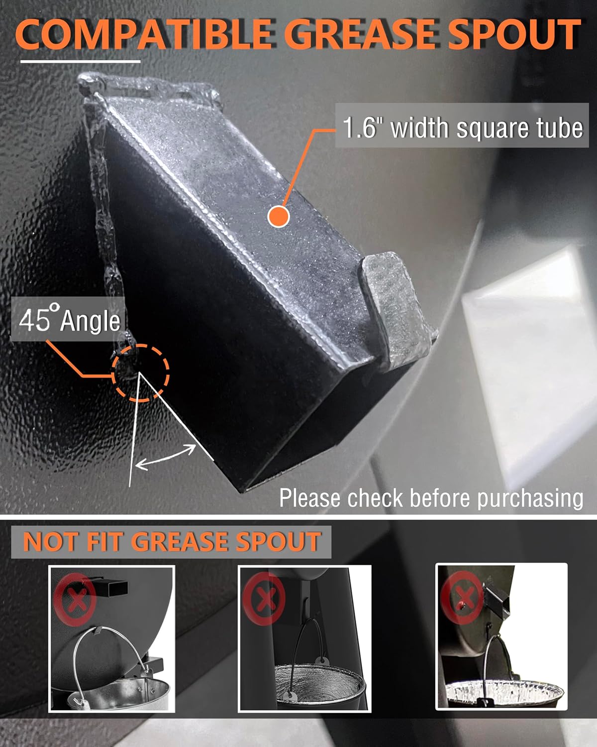Upgraded Grease Bucket & Liner for Traeger Pellet Grill Accessories | Durable Steel Grease Bucket with Lid & Metal Handle. Includes Reusable Silicone Liner. Fits Traeger & Pit Boss Pellet Grills