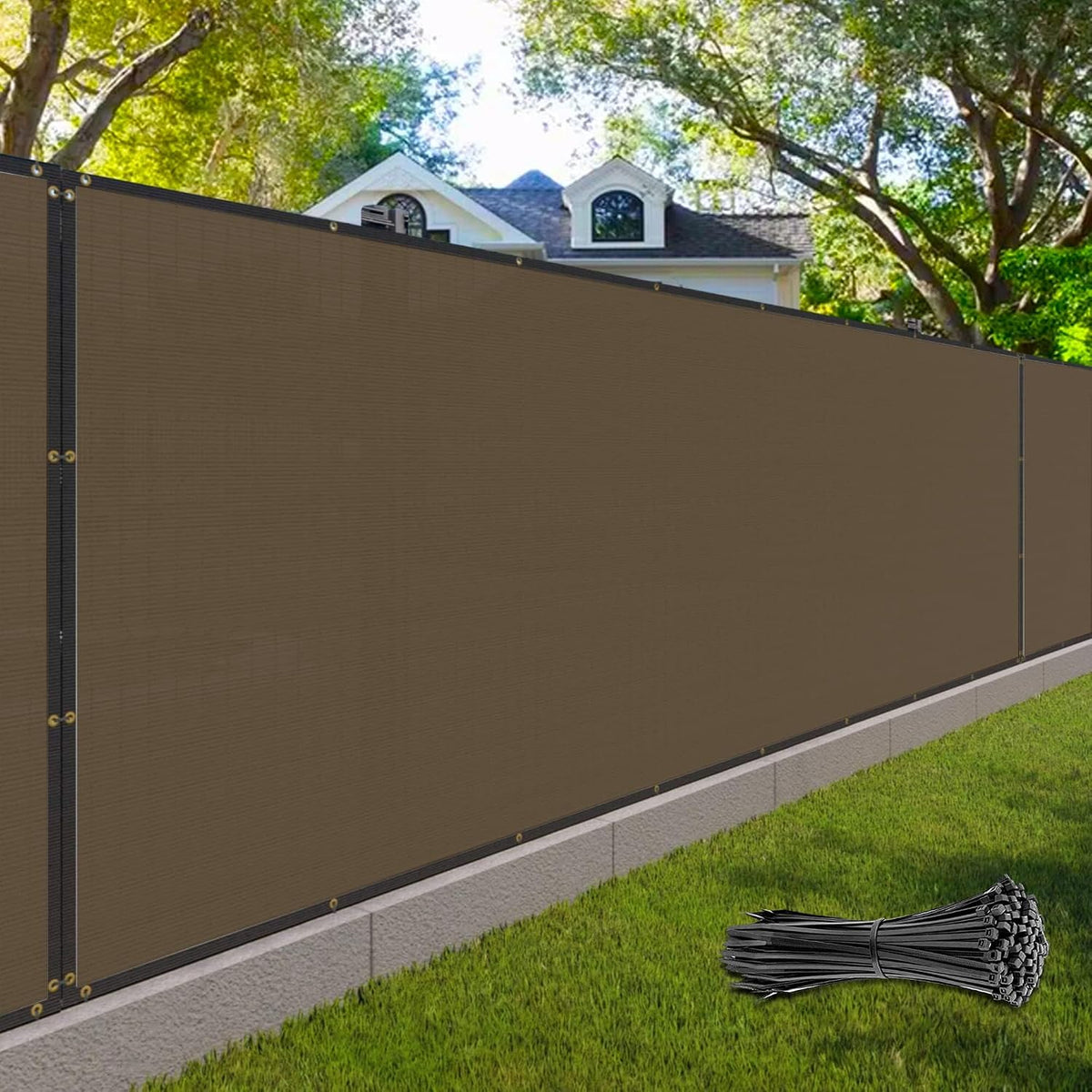 7' x 26' brown fence privacy screen commercial, main product view